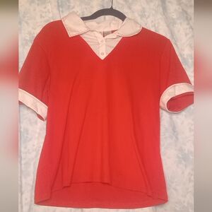 Vintage Half Button Up Red Shirt